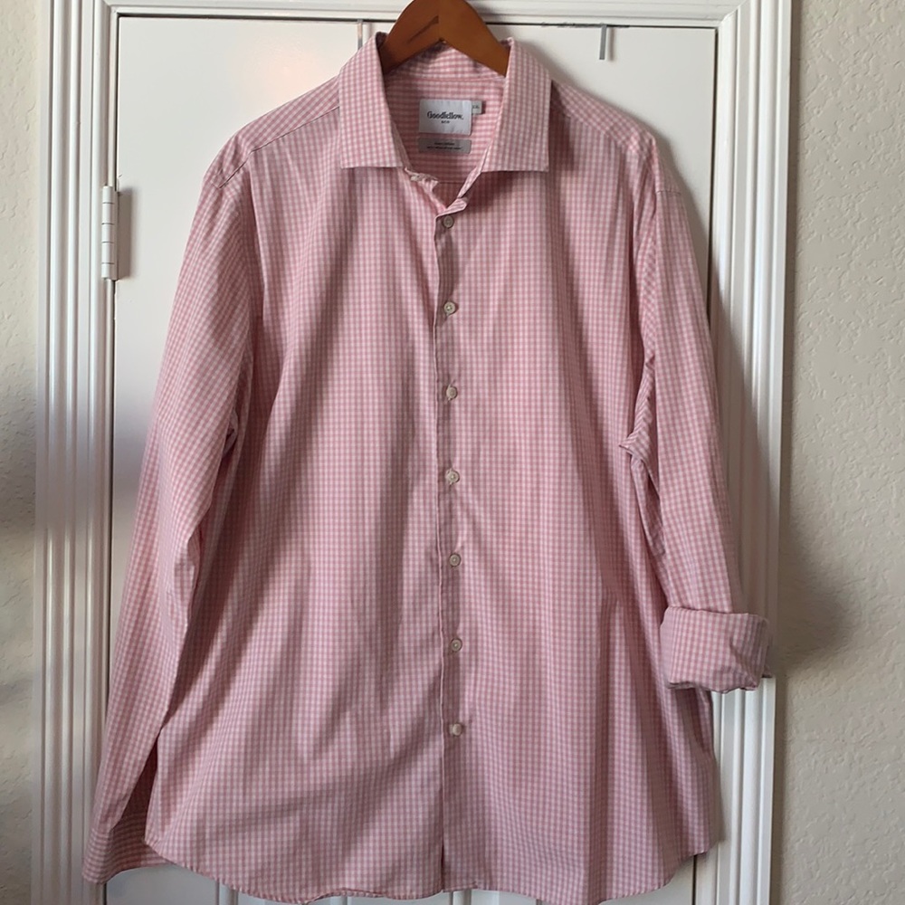 Goodfellow & Co Men's Pink Gingham Long Sleeve Dress Shirt Size XXL